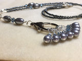 Beaded Stitch Marker Necklace with Snag Free Stitch Markers - Gray , Jewelry - Jill's Beaded Knit Bits, Jill's Beaded Knit Bits
 - 2