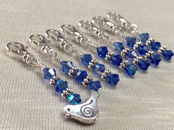 Blue Bird Removable Beaded Stitch Markers- Bird Crochet Stitch Markers- SNAG FREE Knit and Crochet Tools- gift ,  - Jill's Beaded Knit Bits, Jill's Beaded Knit Bits
 - 1