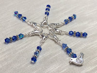 Blue Bird Removable Beaded Stitch Markers- Bird Crochet Stitch Markers- SNAG FREE Knit and Crochet Tools- gift ,  - Jill's Beaded Knit Bits, Jill's Beaded Knit Bits
 - 2