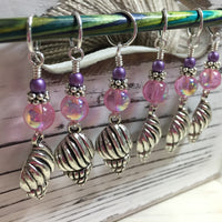 Seashells Stitch Marker Set- Snag Free Beaded Stitch Markers- Gift for Knitters- Crochet Tools- set of 6 ,  - Jill's Beaded Knit Bits, Jill's Beaded Knit Bits
 - 3