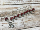 Red Cherry Stitch Marker Set - Gift for Knitters- Snag Free Beaded Knitting Tools- Food Stitch Marker ,  - Jill's Beaded Knit Bits, Jill's Beaded Knit Bits
 - 1