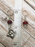 Red Cherry Stitch Marker Set - Gift for Knitters- Snag Free Beaded Knitting Tools- Food Stitch Marker ,  - Jill's Beaded Knit Bits, Jill's Beaded Knit Bits
 - 2