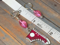 Pink Snag Free Stitch Markers- Pink Sneaker Knitting Marker Gift Set- Tools- Supplies ,  - Jill's Beaded Knit Bits, Jill's Beaded Knit Bits
 - 5