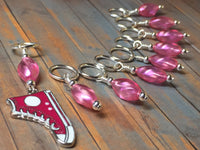 Pink Snag Free Stitch Markers- Pink Sneaker Knitting Marker Gift Set- Tools- Supplies ,  - Jill's Beaded Knit Bits, Jill's Beaded Knit Bits
 - 2