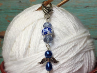 Blue Angel Zipper Pull Charm- Handmade Gifts- Key Chain Charm- Purse Charm- Knitting Progress Keeper ,  - Jill's Beaded Knit Bits, Jill's Beaded Knit Bits
 - 3