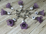 Crochet Letter Stitch Markers With Beaded Holder- Purple Flower Clip on Markers- Crochet Gift- Tools- Removable Stitch Marker Organizer ,  - Jill's Beaded Knit Bits, Jill's Beaded Knit Bits
 - 2