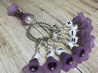 Crochet Letter Stitch Markers With Beaded Holder- Purple Flower Clip on Markers- Crochet Gift- Tools- Removable Stitch Marker Organizer ,  - Jill's Beaded Knit Bits, Jill's Beaded Knit Bits
 - 1