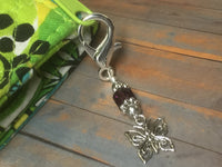 Butterfly Zipper Pull Charm, Beaded Key Chain, Purple Crochet Stitch Marker, Purse Jewelry, Handmade Gifts ,  - Jill's Beaded Knit Bits, Jill's Beaded Knit Bits
 - 2