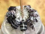 Soft Wire Loop SNAG FREE Stitch Markers- Black Striped Glass Beaded Knitting Markers- Knitters Gift- Tools- Supplies ,  - Jill's Beaded Knit Bits, Jill's Beaded Knit Bits
 - 1