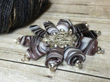 Soft Wire Loop SNAG FREE Stitch Markers- Black Striped Glass Beaded Knitting Markers- Knitters Gift- Tools- Supplies ,  - Jill's Beaded Knit Bits, Jill's Beaded Knit Bits
 - 2