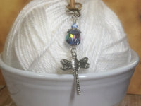Dragonfly Zipper Pull, Key Chain Charm, Crochet Stitch Marker, Wallet or Purse Charm, Blue ,  - Jill's Beaded Knit Bits, Jill's Beaded Knit Bits
 - 2
