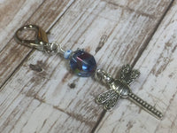 Dragonfly Zipper Pull, Key Chain Charm, Crochet Stitch Marker, Wallet or Purse Charm, Blue ,  - Jill's Beaded Knit Bits, Jill's Beaded Knit Bits
 - 3