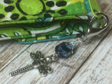 Dragonfly Zipper Pull, Key Chain Charm, Crochet Stitch Marker, Wallet or Purse Charm, Blue ,  - Jill's Beaded Knit Bits, Jill's Beaded Knit Bits
 - 1