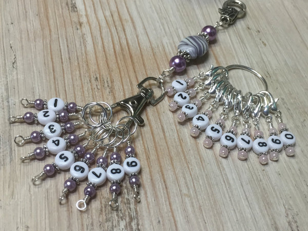 0 to 99 Numbered Row Counter System with Beaded Lanyard Holder- Numbered Piggyback Stitch Markers - Snag Free Row Counters- Knitting Gift ,  - Jill's Beaded Knit Bits, Jill's Beaded Knit Bits
 - 1