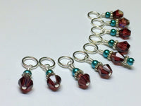 Knitting Stitch Markers- Snag Free Purple Crystal & Teal Pearl ,  - Jill's Beaded Knit Bits, Jill's Beaded Knit Bits
 - 3