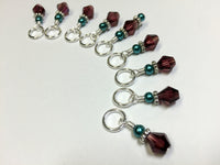 Knitting Stitch Markers- Snag Free Purple Crystal & Teal Pearl ,  - Jill's Beaded Knit Bits, Jill's Beaded Knit Bits
 - 5