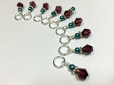 Knitting Stitch Markers- Snag Free Purple Crystal & Teal Pearl ,  - Jill's Beaded Knit Bits, Jill's Beaded Knit Bits
 - 5