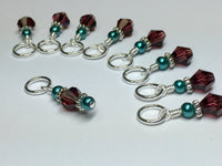 Knitting Stitch Markers- Snag Free Purple Crystal & Teal Pearl ,  - Jill's Beaded Knit Bits, Jill's Beaded Knit Bits
 - 2