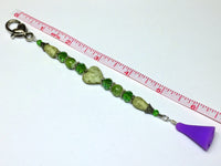 Green Heart Beaded Scissor Fob, Sewing Accessories, Scissor Charm, Zipper Pull, Needle Craft Gifts, Lanyard ,  - Jill's Beaded Knit Bits, Jill's Beaded Knit Bits
 - 5