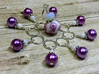 SNAG FREE Beaded Stitch Markers- Mauve Swirl Knitting Stitch Markers- Knitting Gift- Tools- Supplies- Mother's Day Gift ,  - Jill's Beaded Knit Bits, Jill's Beaded Knit Bits
 - 1
