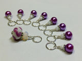 SNAG FREE Beaded Stitch Markers- Mauve Swirl Knitting Stitch Markers- Knitting Gift- Tools- Supplies- Mother's Day Gift ,  - Jill's Beaded Knit Bits, Jill's Beaded Knit Bits
 - 3