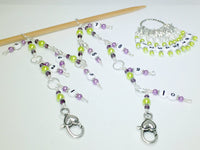 1-100 Chain Row Counter System- Purple & Green Number Stitch Markers- Gift for Knitters- Knitting Tools- Supplies ,  - Jill's Beaded Knit Bits, Jill's Beaded Knit Bits
 - 1