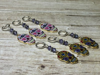 6 Sugar Skull Stitch Markers- Snag Free Beaded Knitting Markers- Gifts for Knitters- Tools- Supplies- Crochet Markers ,  - Jill's Beaded Knit Bits, Jill's Beaded Knit Bits
 - 3