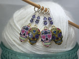 6 Sugar Skull Stitch Markers- Snag Free Beaded Knitting Markers- Gifts for Knitters- Tools- Supplies- Crochet Markers ,  - Jill's Beaded Knit Bits, Jill's Beaded Knit Bits
 - 2