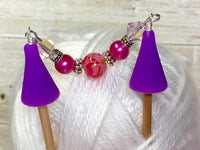 Bright Pink Knitting Needle Point Protector- Beaded Stitch Holder Jewelry- Gift for Knitters ,  - Jill's Beaded Knit Bits, Jill's Beaded Knit Bits
 - 2