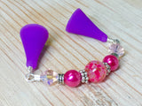 Bright Pink Knitting Needle Point Protector- Beaded Stitch Holder Jewelry- Gift for Knitters ,  - Jill's Beaded Knit Bits, Jill's Beaded Knit Bits
 - 3