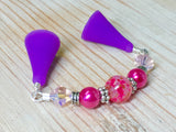 Bright Pink Knitting Needle Point Protector- Beaded Stitch Holder Jewelry- Gift for Knitters ,  - Jill's Beaded Knit Bits, Jill's Beaded Knit Bits
 - 3