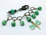 Mint Green Dragonfly Stitch Markers with Holder - Beaded Snag Free Knitting marker Set - Gift for Knitters- Tools - Knitting Bag organizer ,  - Jill's Beaded Knit Bits, Jill's Beaded Knit Bits
 - 4