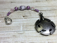 Purple Yarn Cutter Fob- Beaded Clover Yarn Cutter Lanyard- Yarn Cutter Jewelry- Gift for Mom ,  - Jill's Beaded Knit Bits, Jill's Beaded Knit Bits
 - 2