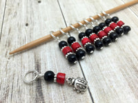 Ladybug Snag Free Stitch Markers- Birthday Gifts for Knitters - Crochet Markers - Beaded Knitting Markers - Tools ,  - Jill's Beaded Knit Bits, Jill's Beaded Knit Bits
 - 1