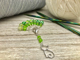 Cat Stitch Marker Holder Set with Fire Crackle Agate Beads