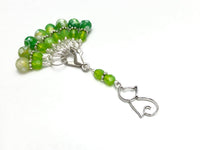 Cat Stitch Marker Holder Set with Fire Crackle Agate Beads
