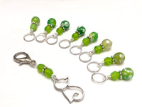 Cat Stitch Marker Holder Set with Fire Crackle Agate Beads