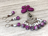 Purple Butterfly Number Stitch Markers for Knitting