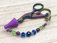 Jewel Tone Beaded Scissor Fob for Embroidery Scissors
