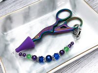 Jewel Tone Beaded Scissor Fob for Embroidery Scissors