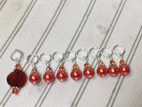 Orange Crystal & Pearl Stitch Marker Set for Knitters , Stitch Markers - Jill's Beaded Knit Bits, Jill's Beaded Knit Bits
 - 2