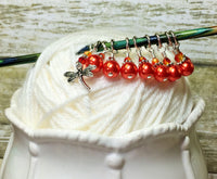 Orange Dragonfly Stitch Marker Set- 9 pieces , Stitch Markers - Jill's Beaded Knit Bits, Jill's Beaded Knit Bits
 - 5