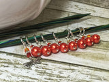 Orange Dragonfly Stitch Marker Set- 9 pieces , Stitch Markers - Jill's Beaded Knit Bits, Jill's Beaded Knit Bits
 - 7