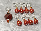 Orange Crystal & Pearl Stitch Marker Set for Knitters , Stitch Markers - Jill's Beaded Knit Bits, Jill's Beaded Knit Bits
 - 5