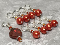 Orange Crystal & Pearl Stitch Marker Set for Knitters , Stitch Markers - Jill's Beaded Knit Bits, Jill's Beaded Knit Bits
 - 1