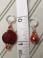 Orange Crystal & Pearl Stitch Marker Set for Knitters , Stitch Markers - Jill's Beaded Knit Bits, Jill's Beaded Knit Bits
 - 6