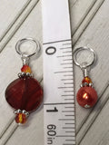 Orange Crystal & Pearl Stitch Marker Set for Knitters , Stitch Markers - Jill's Beaded Knit Bits, Jill's Beaded Knit Bits
 - 6