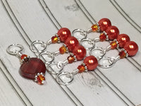 Orange Crystal & Pearl Stitch Marker Set for Knitters , Stitch Markers - Jill's Beaded Knit Bits, Jill's Beaded Knit Bits
 - 7