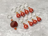 Orange Crystal & Pearl Stitch Marker Set for Knitters , Stitch Markers - Jill's Beaded Knit Bits, Jill's Beaded Knit Bits
 - 4