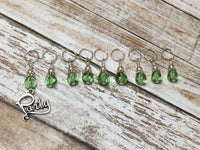 Green Beaded Stitch Markers 9 Piece Party Set , Stitch Markers - Jill's Beaded Knit Bits, Jill's Beaded Knit Bits
 - 4